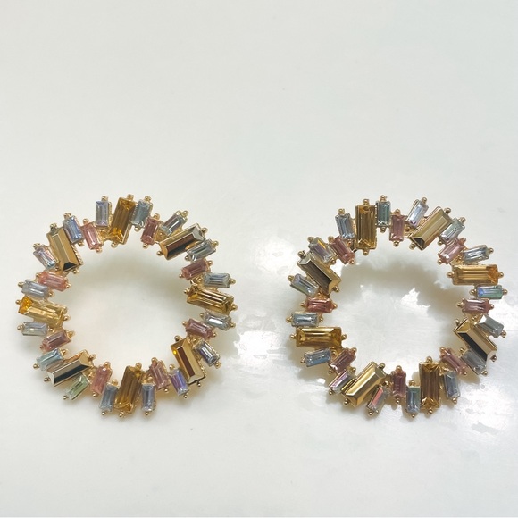 New Zara champagne multicolor zircon earrings - Picture 4 of 5